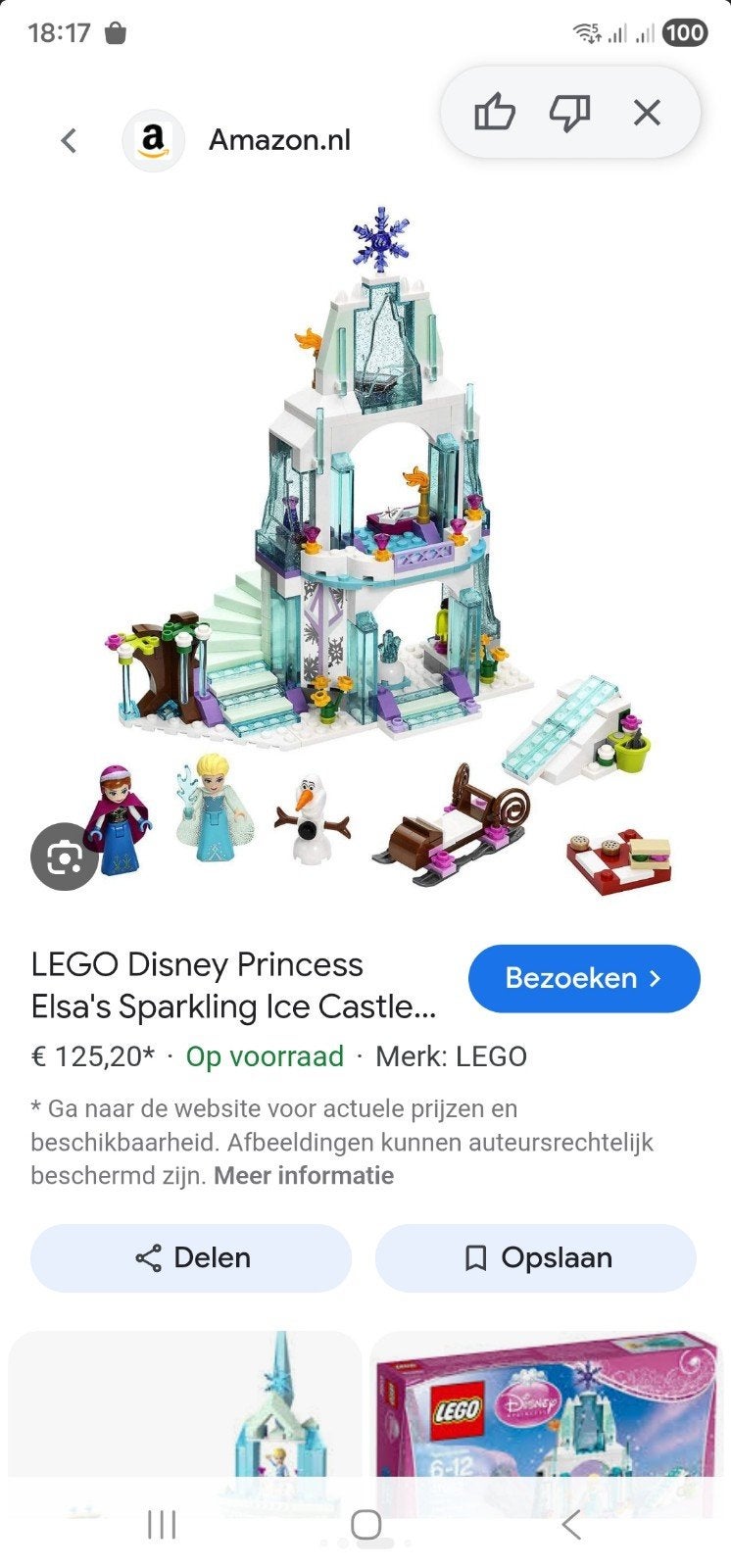Lego, Elsa sparkling ice castle, Disney Princess, Ophalen of Verzenden