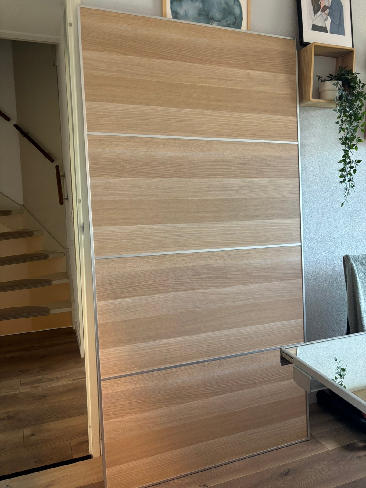 Ikea pax schuifdeuren eik + spiegel (200cm X 201cm), Ophalen, Zo goed als nieuw, 50 tot 75 cm, 200 cm of meer