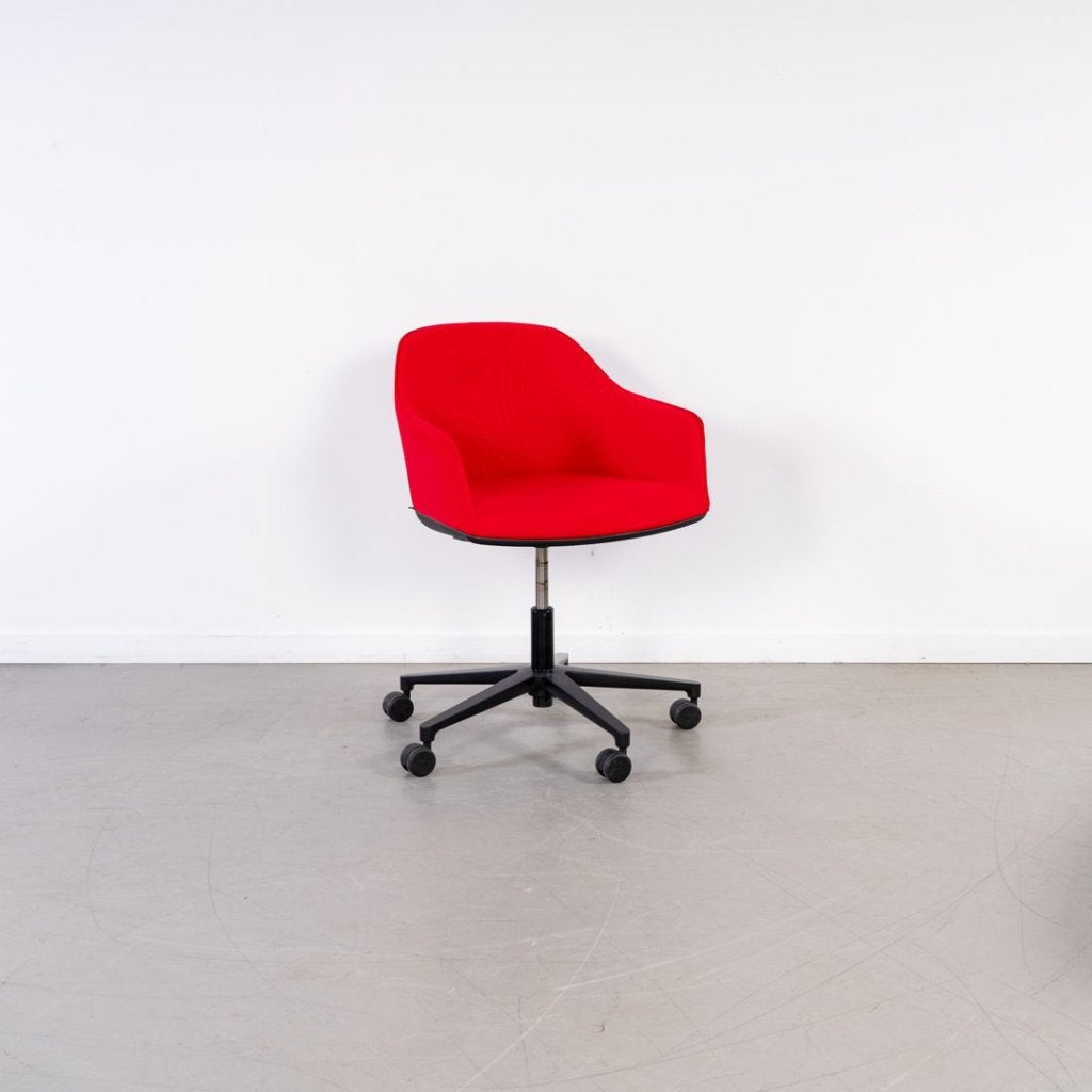 Vitra Softshell Bureaustoel Rood Leer - Zwart, Niet ingevuld, Zo goed als nieuw, Niet ingevuld, Niet ingevuld