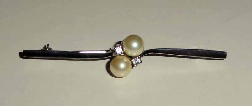 Broche parel zilver speld zirkonia, 4 tot 7 cm, Verzenden, Met parel, Zo goed als nieuw