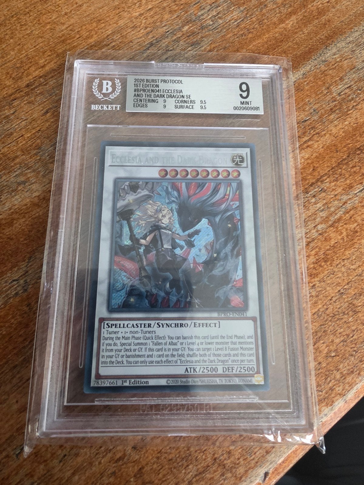 Yu-Gi-Oh! Ecclesia and the Dark Dragon BGS 9 Mint, Ophalen of Verzenden, Zo goed als nieuw, Losse kaart