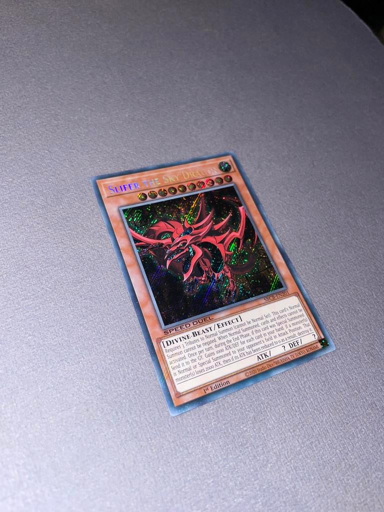 Yu-Gi-Oh! Slifer the Sky Dragon 1st ed - Secret Rare Speed D, Ophalen of Verzenden, Nieuw, Losse kaart, Foil