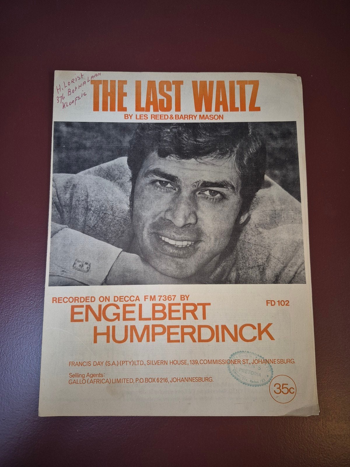 The Last Waltz - Engelbert Humperdinck bladmuziek, Zang, Gebruikt, Ophalen of Verzenden, Artiest of Componist