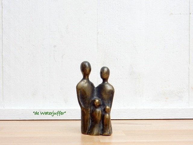 015* Bronzen fam.2 kinderen (Boven €75 geen verzendkosten), Tuin en Terras, Ophalen of Verzenden, Nieuw, Overige materialen, Mensenbeeld
