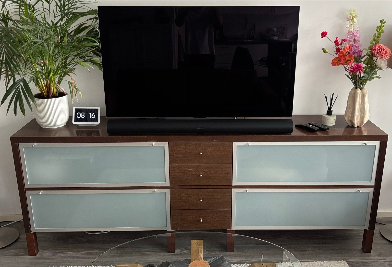 Massief houten dressoir, Ophalen, Gebruikt, 200 cm of meer, 25 tot 50 cm