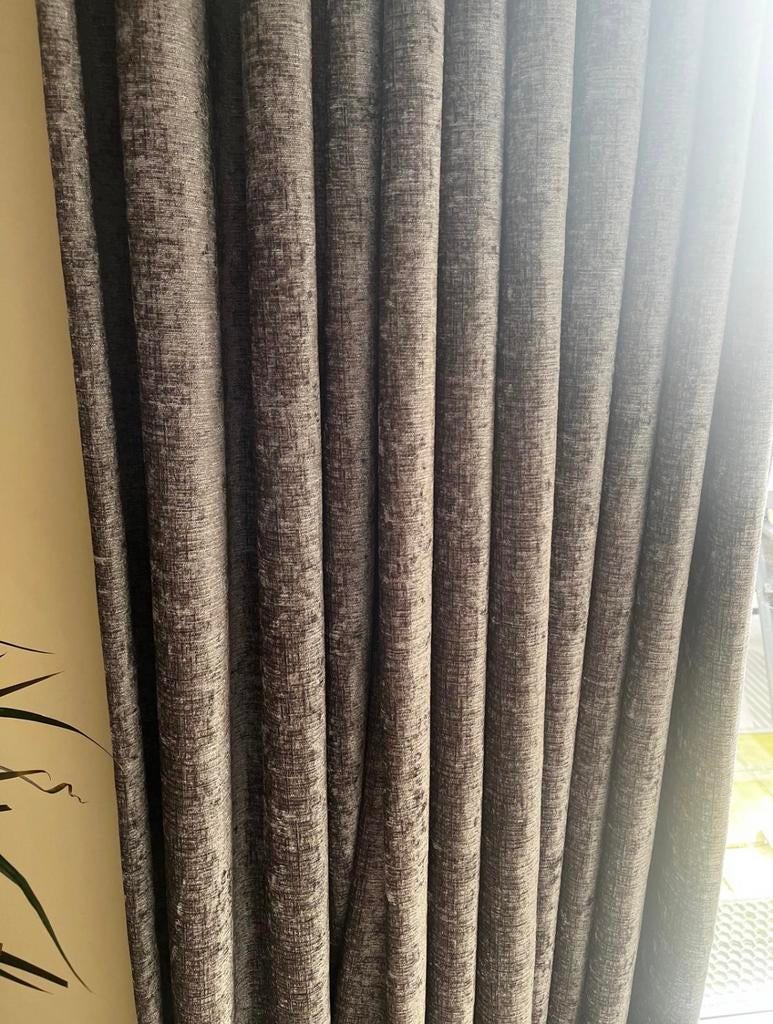 Zo goed als nieuwe gordijnen luxe grijs 350x252cm incl roede, Ophalen, 200 cm of meer, Luxe, Zo goed als nieuw