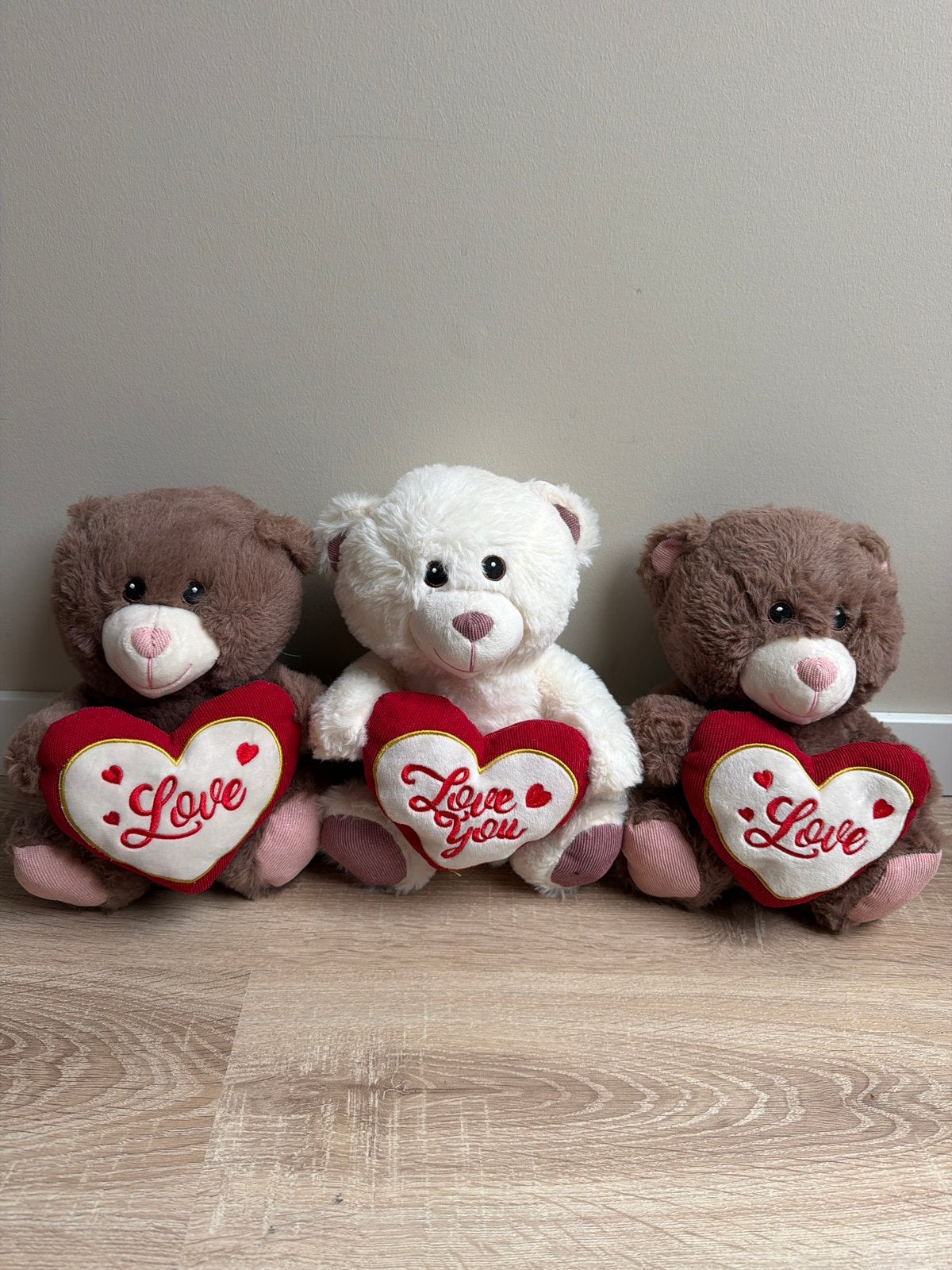 Set van 3 Knuffelberen met Hartjes - 30 cm, Beer, Ophalen of Verzenden, Zo goed als nieuw, Middelgroot (20 tot 80 cm)
