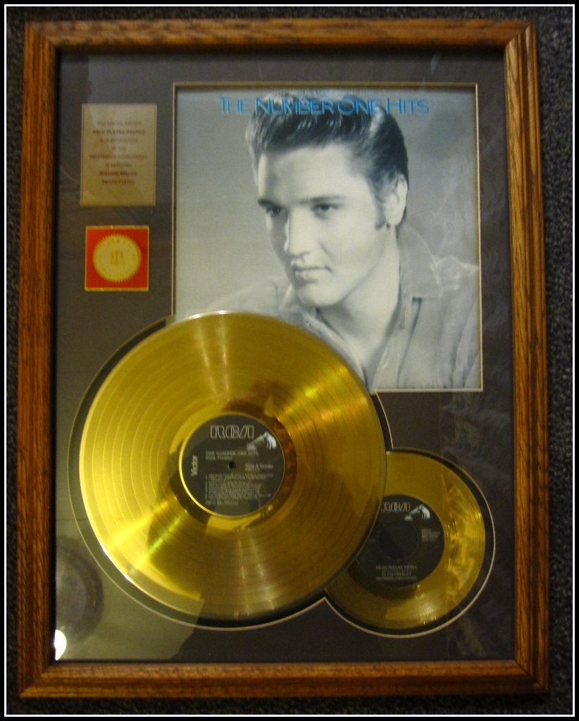 Elvis Presley ingelijste herdenking plaat  24 karaat goud, Colored vinyl, Ophalen of Verzenden, Zo goed als nieuw, 12 inch