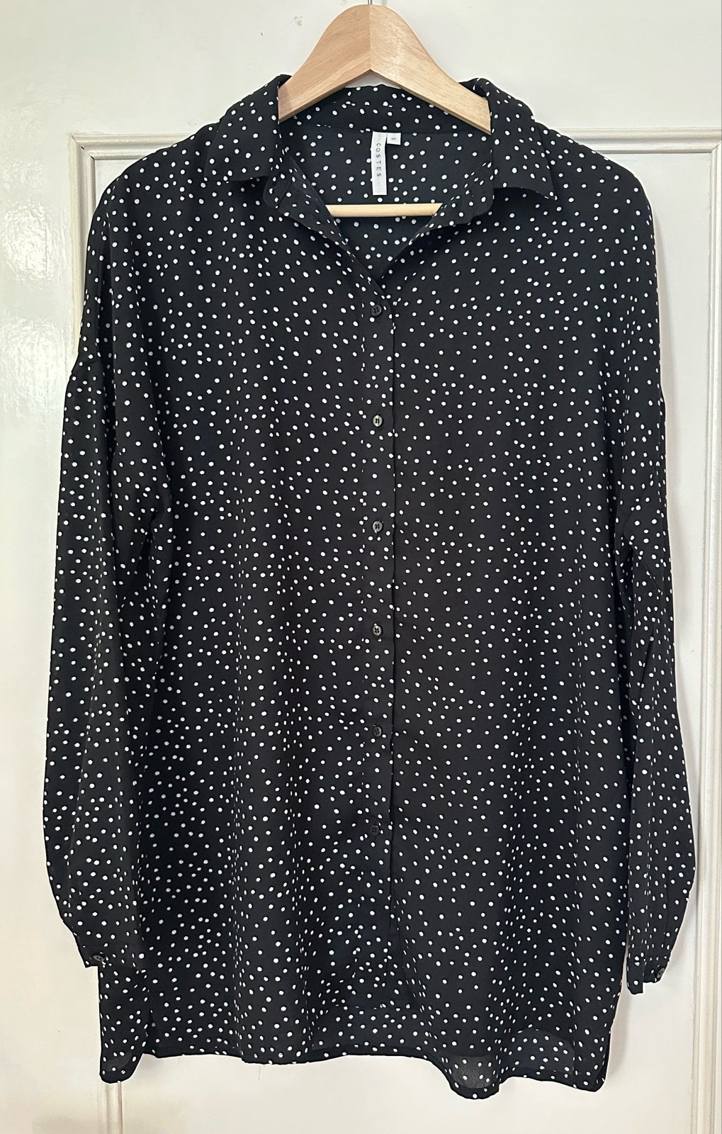 Costes oversized blouse zwart met witte dots maat S, Kleding | Dames, Ophalen of Verzenden, Zo goed als nieuw, Maat 36 (S), Zwart