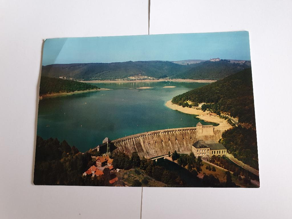 0240 der edersee mit sperrmauer und slot waldeck, Verzenden, 1980 tot heden, Frankrijk