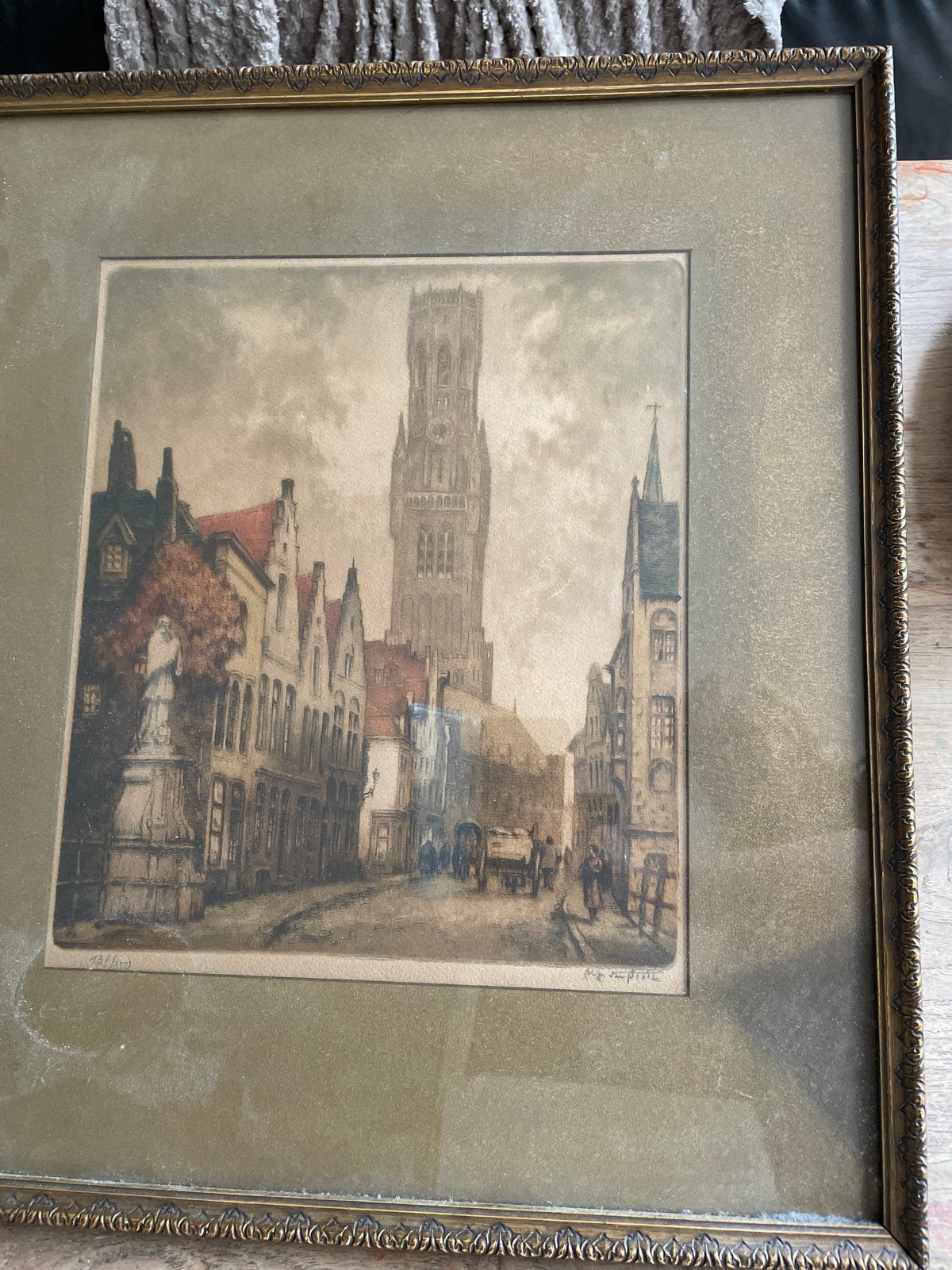 Oude ets van Brugge, gesigneerd en genummerd, Antiek en Kunst, Kunst | Etsen en Gravures, Stadsgezicht, Ophalen of Verzenden, 1900 - 1949