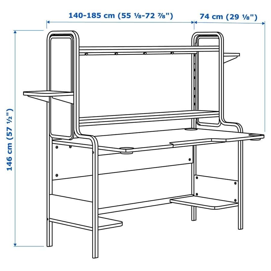 IKEA Gamebureau Zwart – Zo goed als nieuw!,140/185x74x146 cm, Ophalen of Verzenden, Zo goed als nieuw