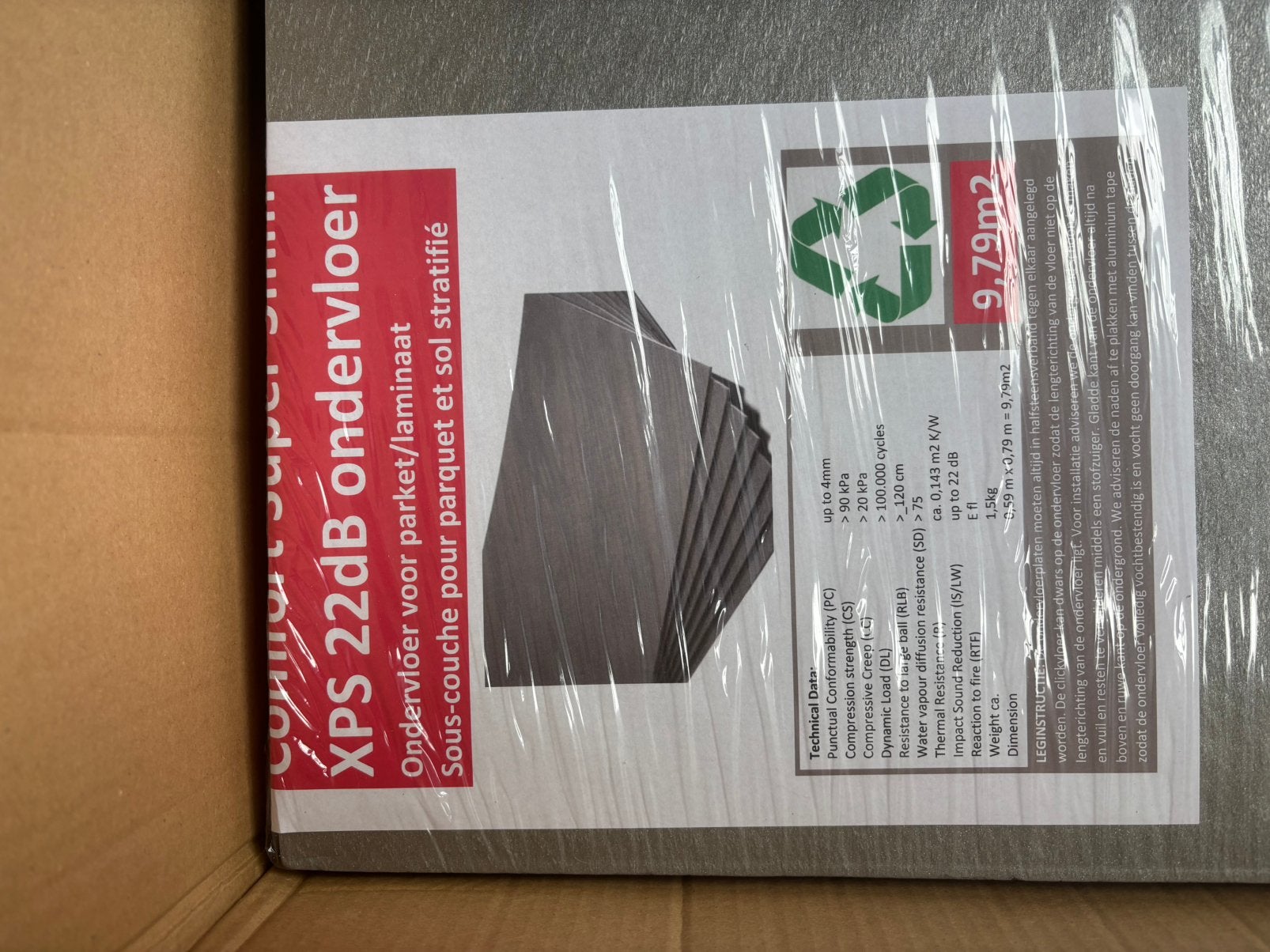 Ondervloer laminaat XPS 5mm 22db voor 9,79m2., Ophalen, Overige materialen, 30 cm of meer, 50 tot 150 cm