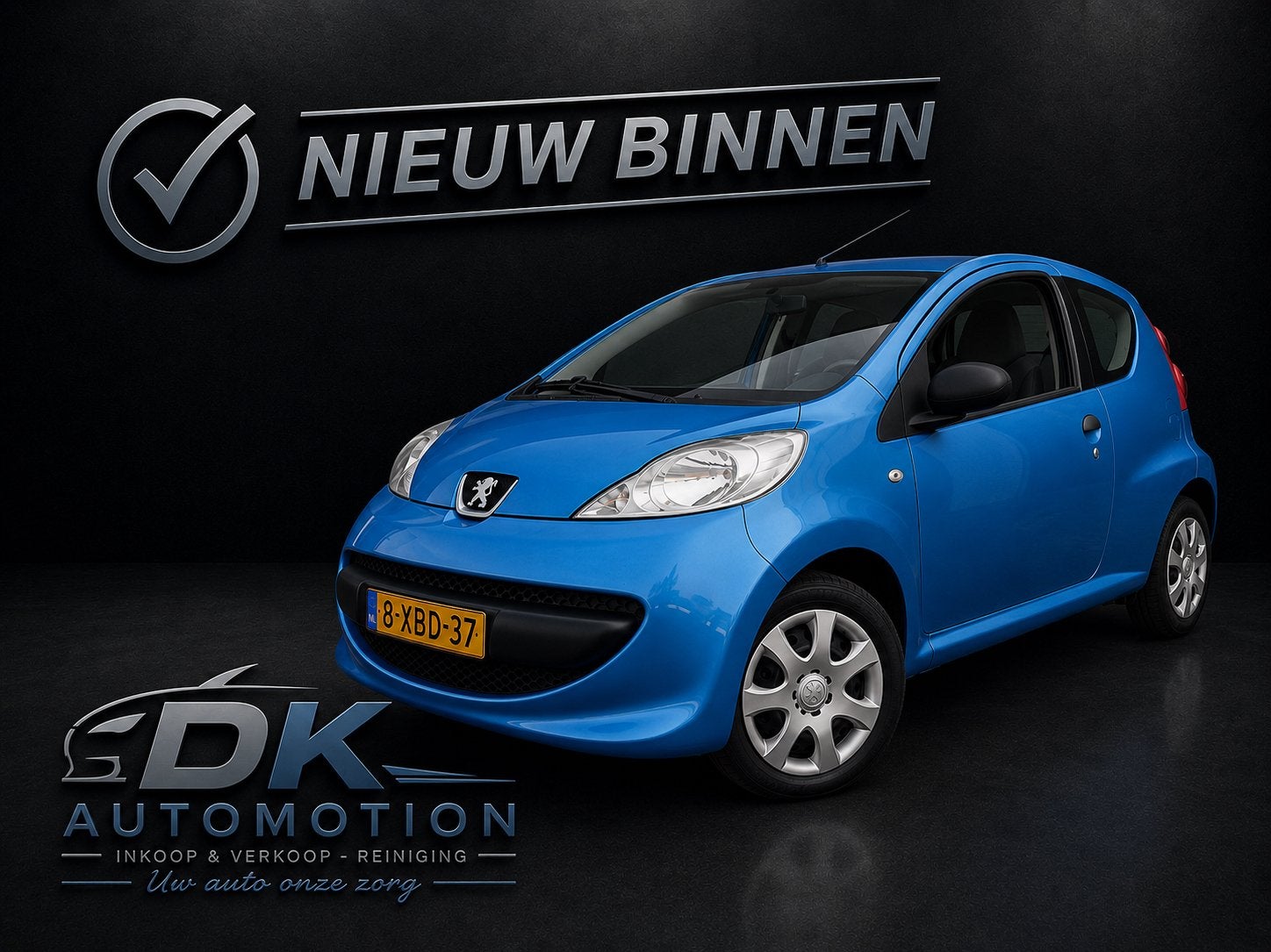 Peugeot 107 1.0 12V 3DR 2007 Blauw, Auto's, Peugeot, Voorwielaandrijving, Stof, Zwart, 765 kg