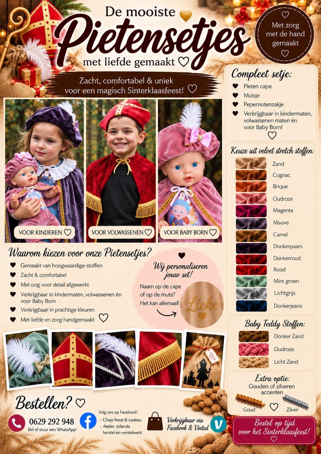 pietensetjes handgemaakt, Ophalen of Verzenden, Nieuw