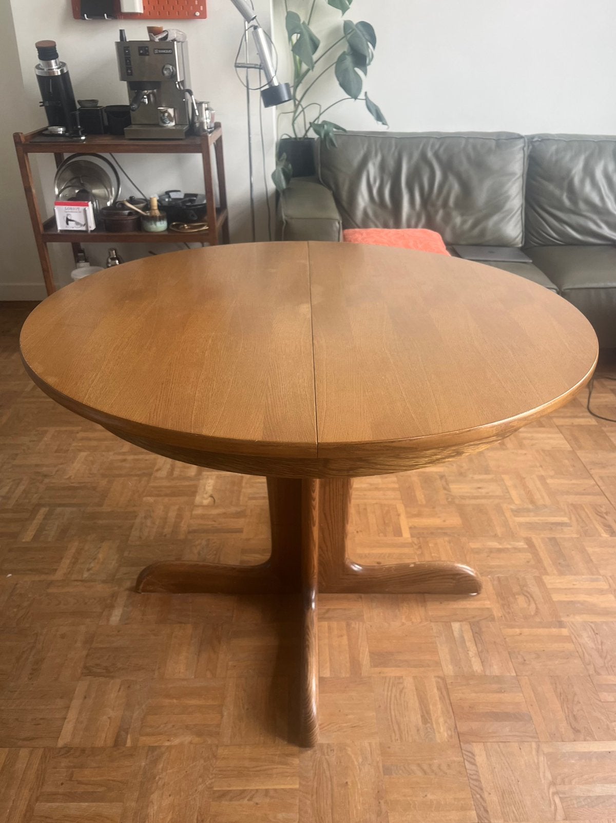 Uitschuifbare houten eettafel, mid-century design, Huis en Inrichting, Tafels | Salontafels, Ophalen, Gebruikt, Scandinavian, Mid-century