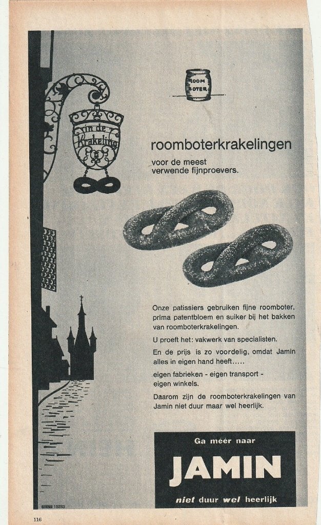 Retro reclame 1966 Jamin bakkerij koekjes krakelingen, Verzenden, Overige typen
