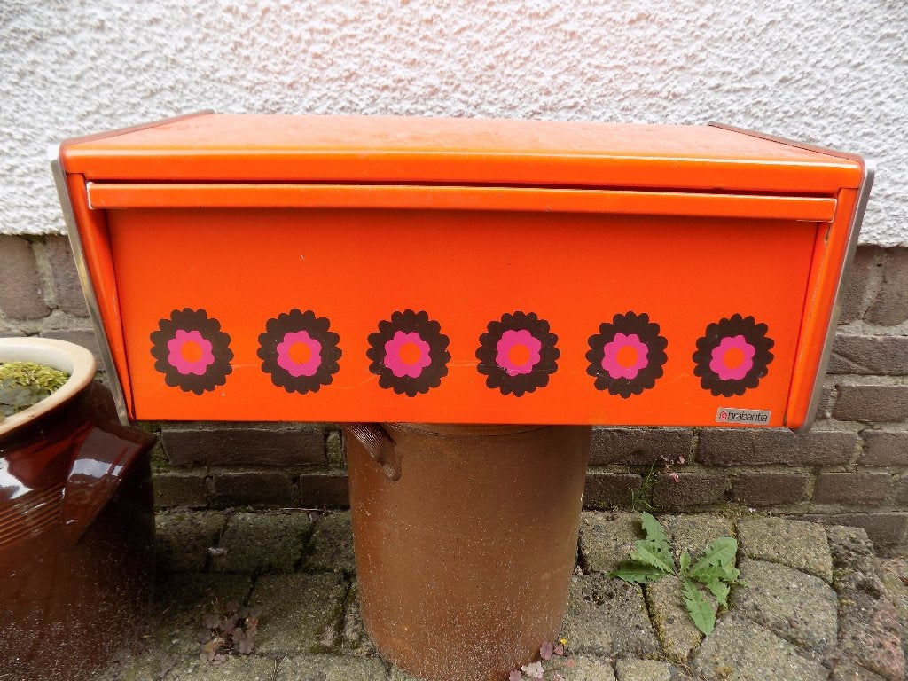 Vintage Brabantia Patrice Broodtrommel Brooddoos, Ophalen of Verzenden, Gebruikt, Oranje, Metaal