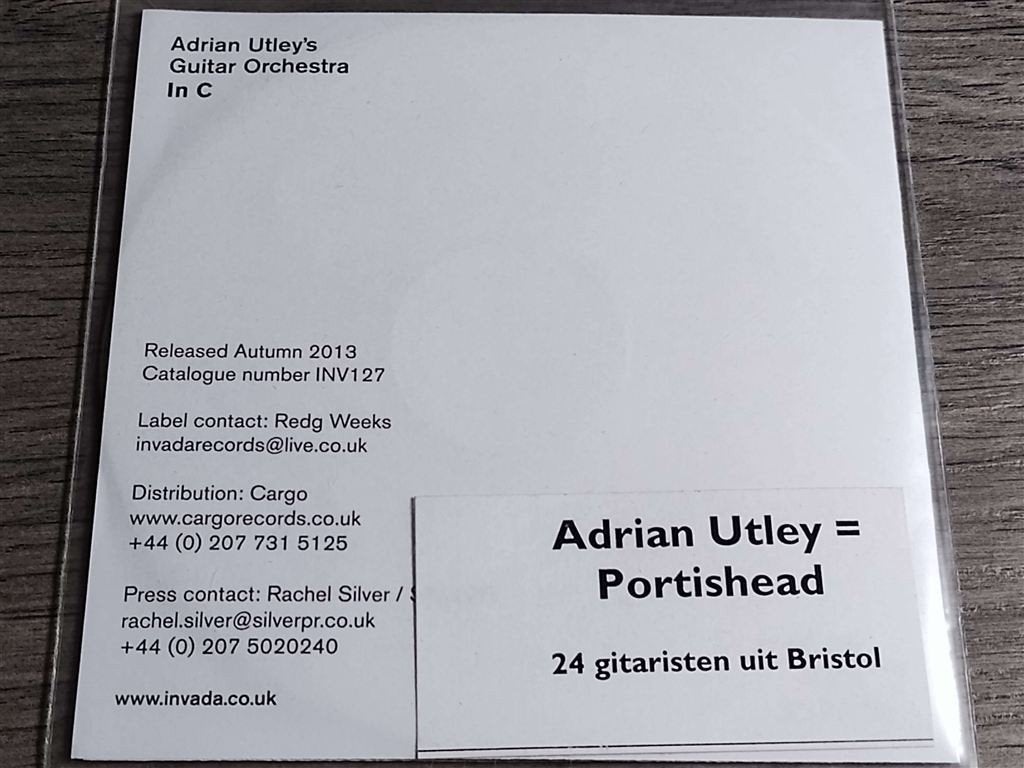 Adrian Utley's Guitar Orchestra ‎– In C [CdR Promo], Cd's en Dvd's, Ophalen of Verzenden, Zo goed als nieuw, Pop, Promo