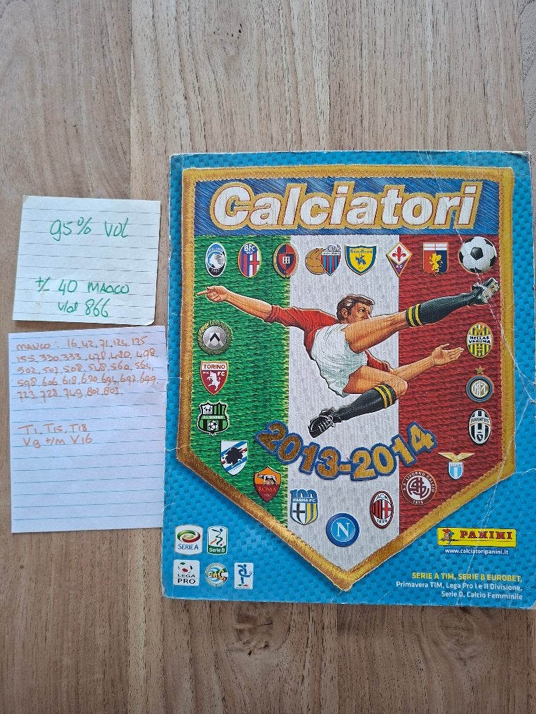 Panini verzamelalbum Calciatori 2013-2014 95% vol, Ophalen of Verzenden, Gebruikt, Buitenlandse clubs, Poster, Plaatje of Sticker