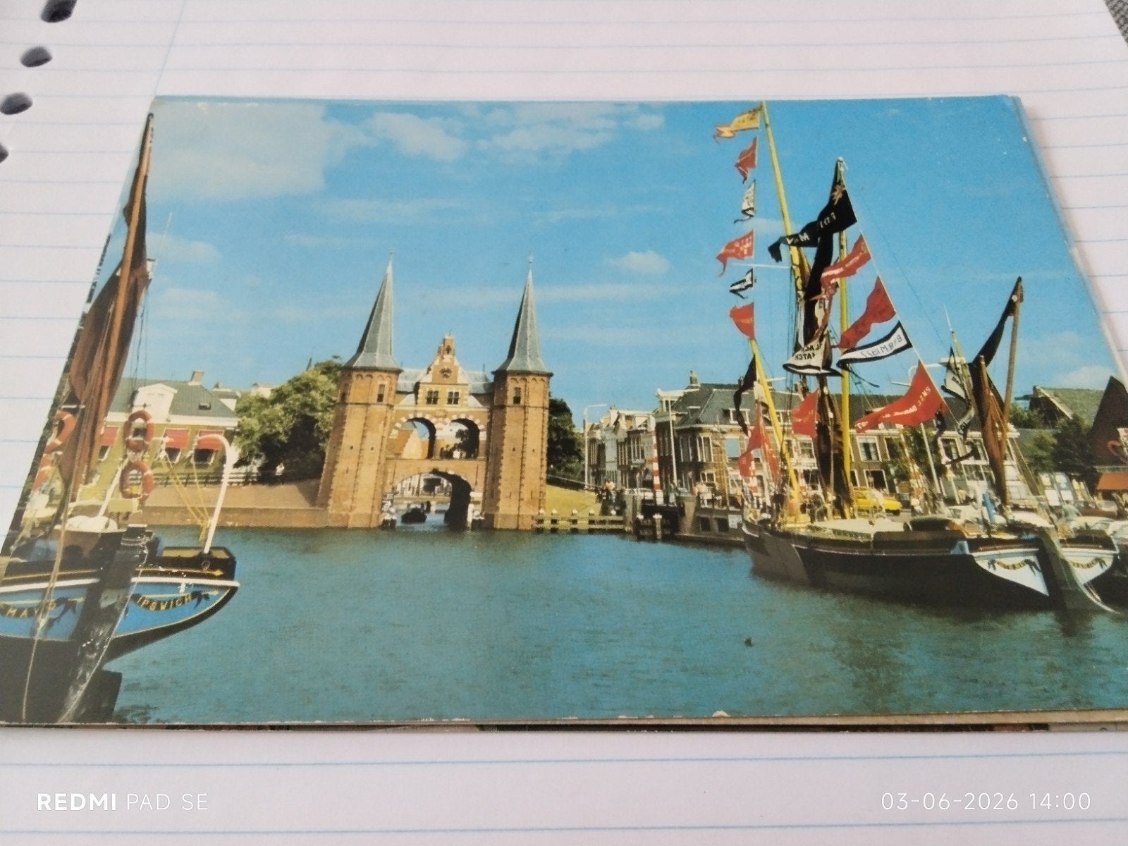 Ansichtkaart Waterpoort en boten - Groeten uit Sneek, Ophalen of Verzenden, 1960 tot 1980, Ongelopen, Friesland