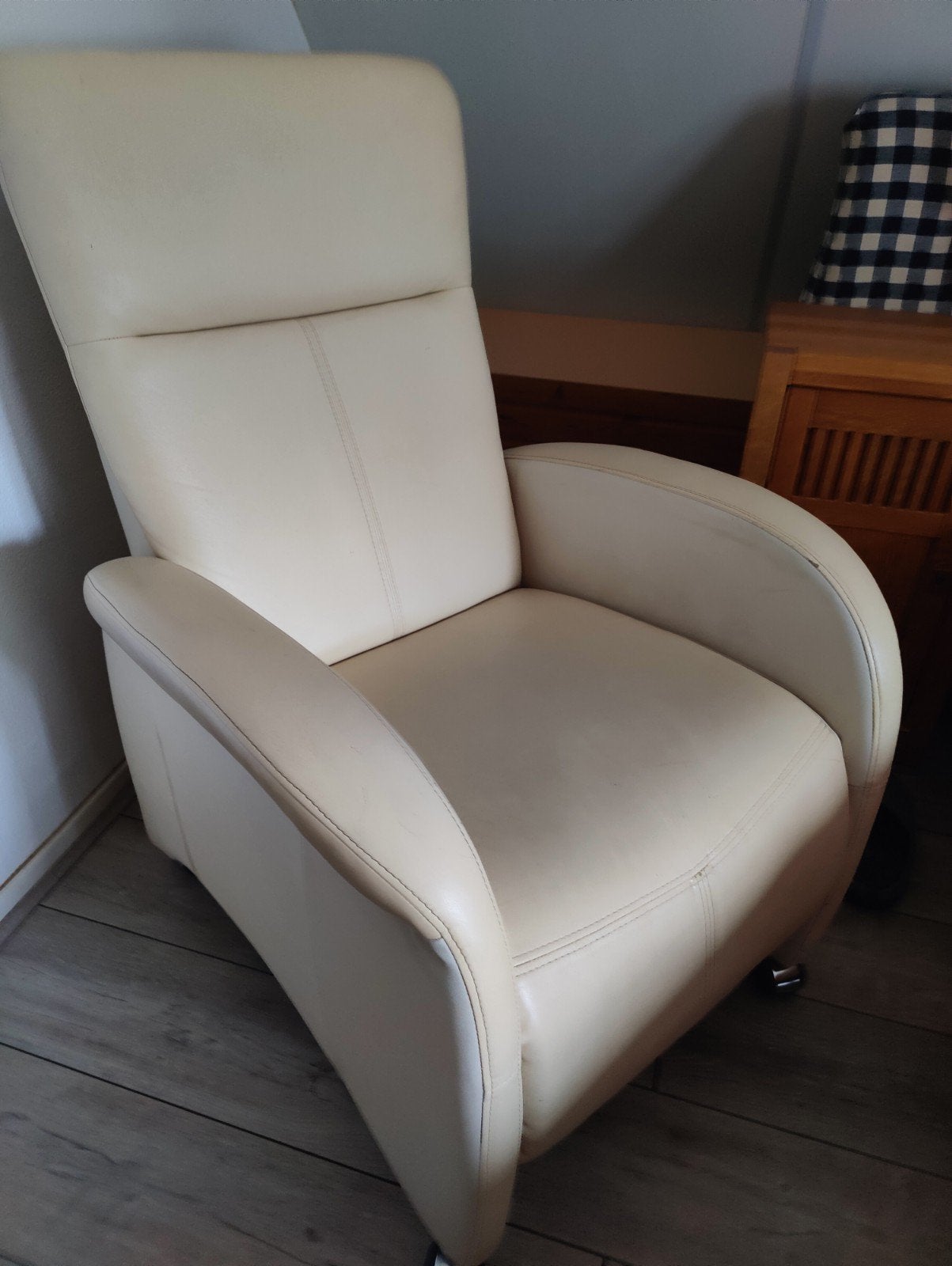 relax fauteuil crème leer gratis, Ophalen, Gebruikt, 50 tot 75 cm, Leer