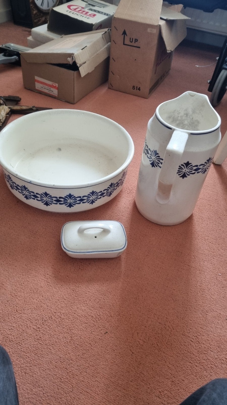 Antieke Chodziez waskom set met kan en zeepbakje, Antiek en Kunst, Ophalen of Verzenden