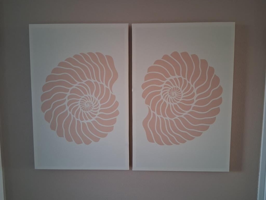 Mooie binnen of buiten canvas schelp slakkenhuis crème zalm, Antiek en Kunst, Ophalen of Verzenden