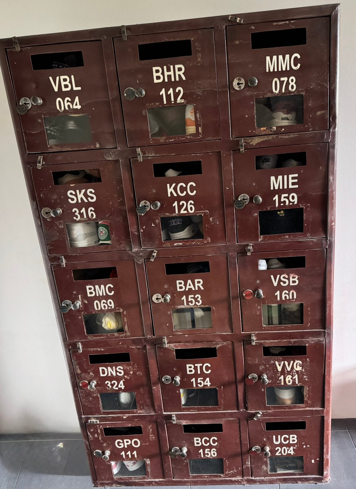Unieke vintage industriële locker kast, Ophalen, Gebruikt