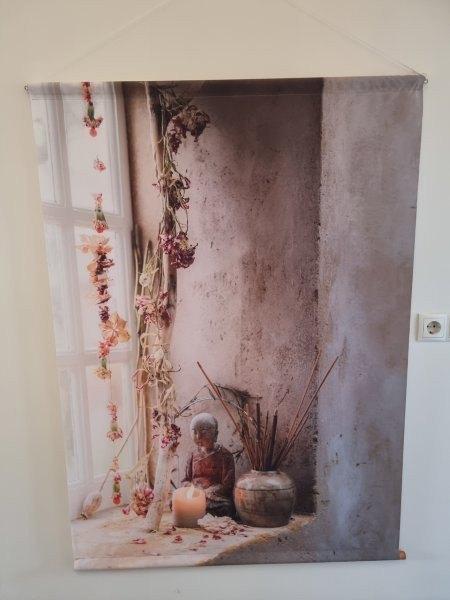 Happinez wandkleed Boeddha, Ophalen, 140 cm, Oosters, Meerkleurig
