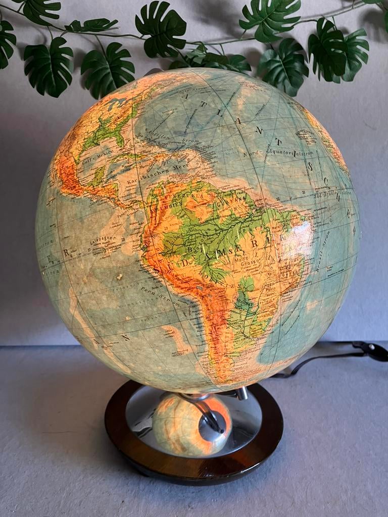 Vintage glazen verlichte wereldbol van Columbus, Ophalen of Verzenden, Verlicht, Gebruikt