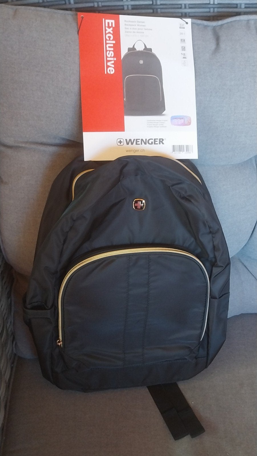 Nieuwe Wenger Exclusive Rugzak Zwart met Gouden Ritsen, Ophalen of Verzenden, Nieuw, Overige merken