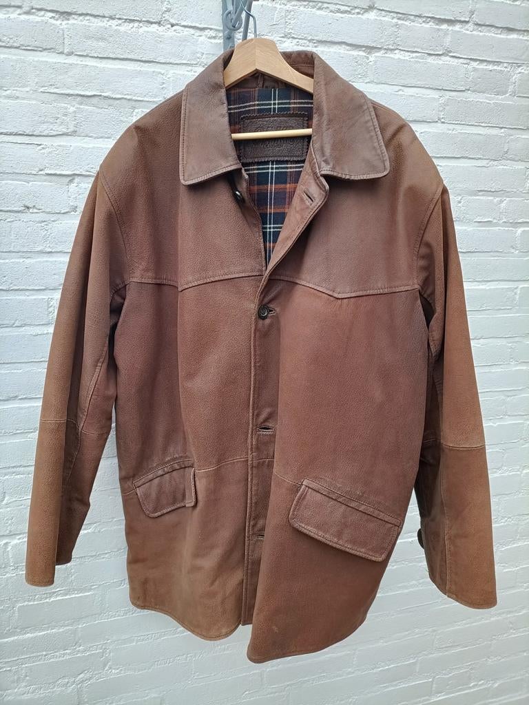 Lederen herenjas, Kleding | Heren, Jassen | Winter, Ophalen of Verzenden, Zo goed als nieuw, Maat 56/58 (XL), Bruin