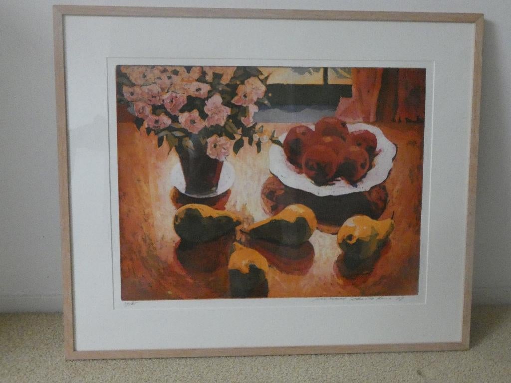 Prachtige ets van Marcel Schellekens, Dagelijks leven, 85 cm, Ophalen of Verzenden, 70 cm