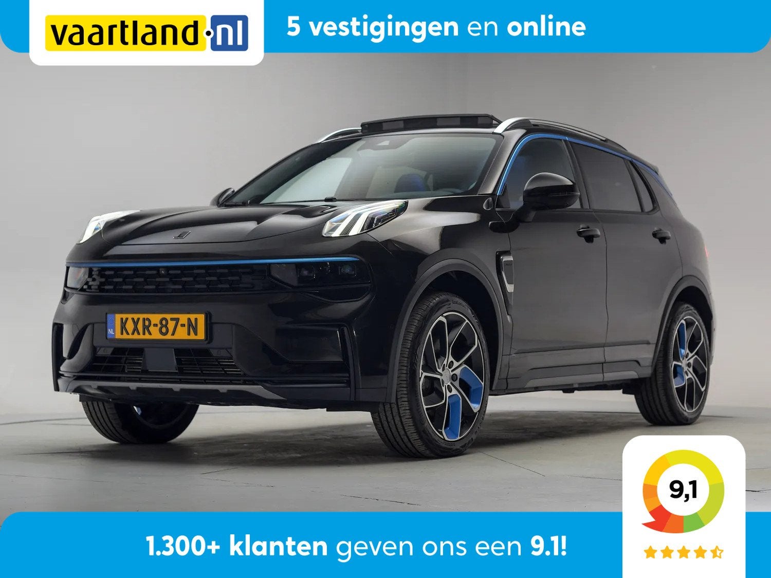 Lynk & Co 01 1.5 PHEV MY23 6,6kW Zwart [ SoH 94,5% | Zwarte, Auto's, Automaat, Zwart, Bedrijf, Verwarmde buitenspiegels