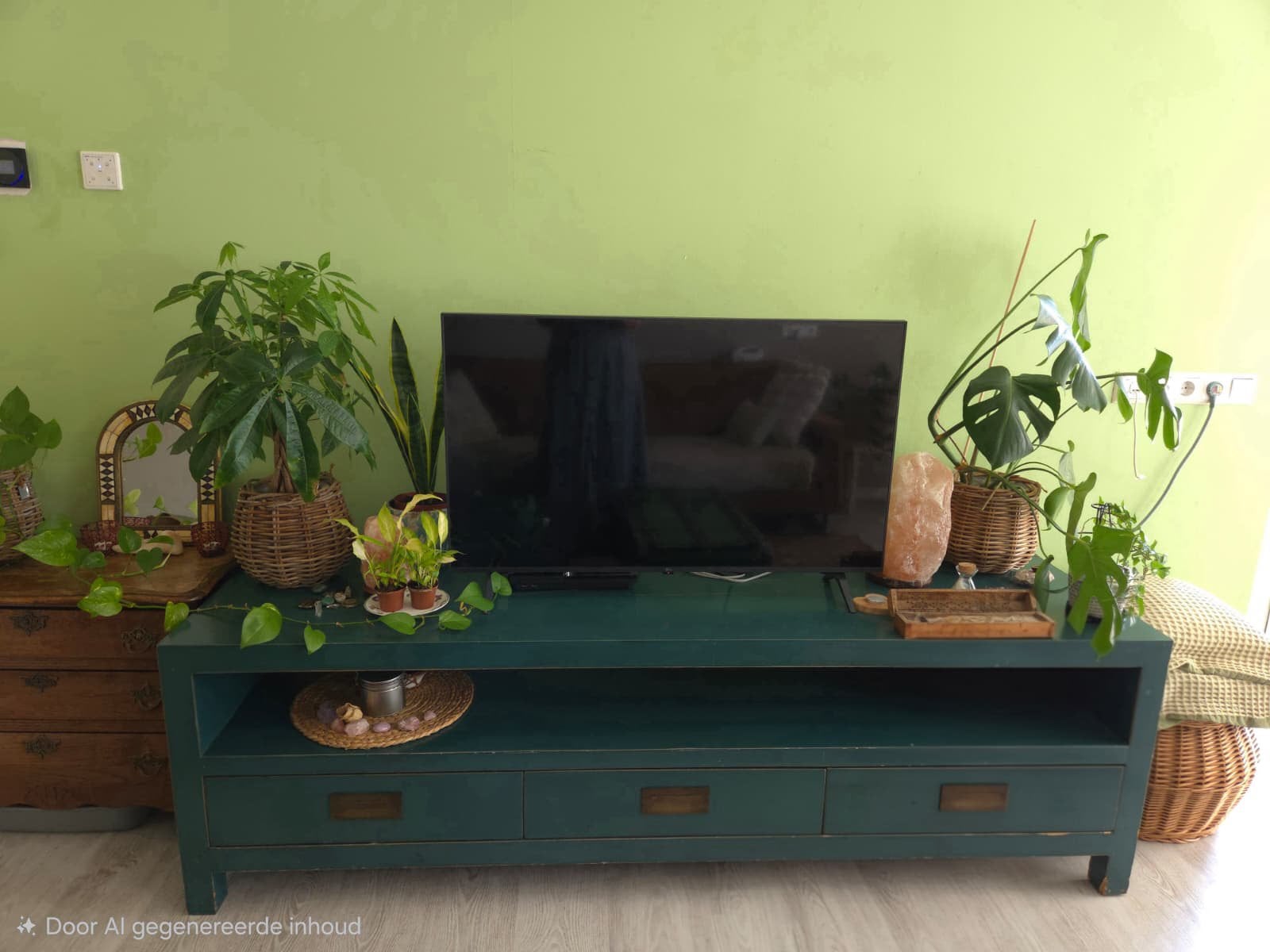 Donkergroen TV-meubel van Loods 5, Ophalen, Gebruikt, 200 cm of meer, Minder dan 100 cm