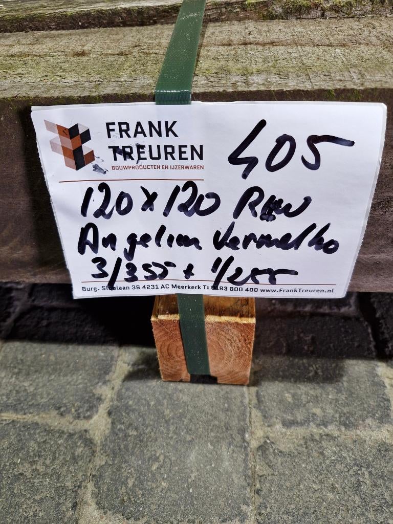 Pak 405 B-keus hardhout ruw 120x120mm palen Angelim Vermelho, Ophalen, Nieuw, Hardhout, 250 cm of meer