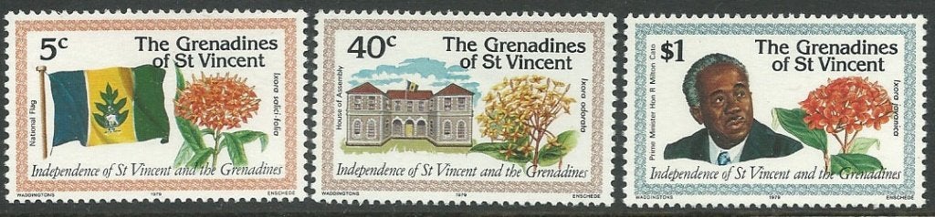 St. VINCENT-GRENADINES 1979 Bloemen, michel: 179-81, Postfr., Verzenden, Postfris, Dier of Natuur