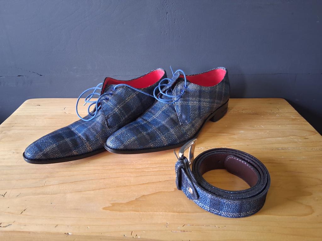 Luxe prachtige heren schoenen Pepe Milán maat  41 met riem, Ophalen of Verzenden, Zo goed als nieuw, Blauw