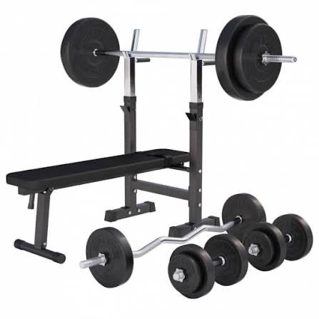 Nieuwe Verstelbare halterbak met 100 KG san schijven, Ophalen, Nieuw, Armen, Halterset