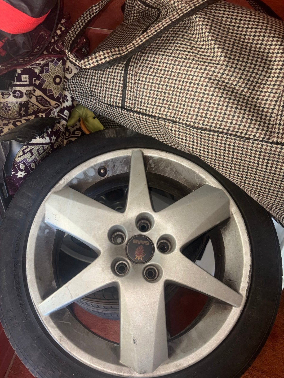 Saab Aero Velgen 17 inch met Zomerbanden, Auto-onderdelen, Gebruikt, Banden en Velgen, 17 inch, Ophalen of Verzenden