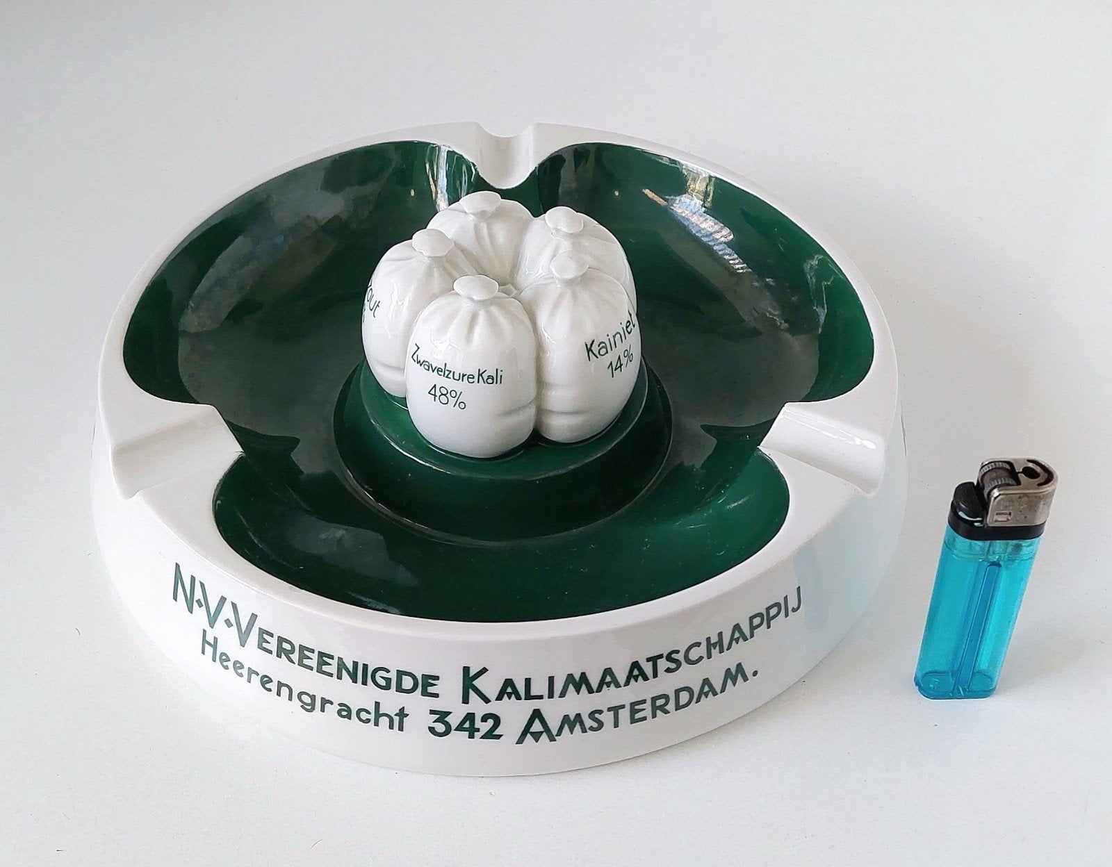 Oude Porseleinen Reclame Asbak Kalimaatschappij Amsterdam, Ophalen of Verzenden, Zo goed als nieuw