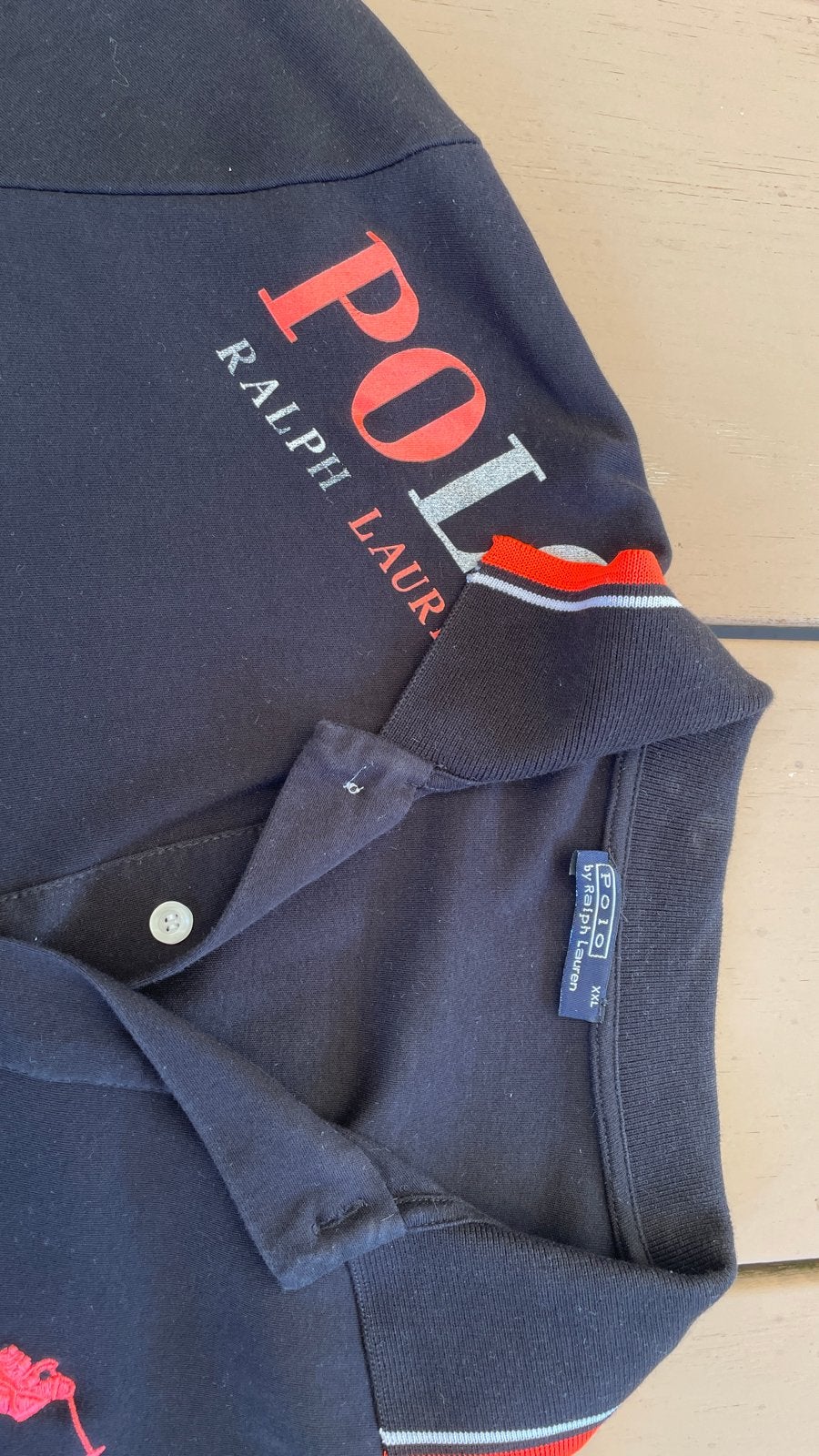 Polo Ralph Lauren Poloshirt Zwart oranje XXL, Ophalen of Verzenden, Gedragen, Overige maten, Zwart