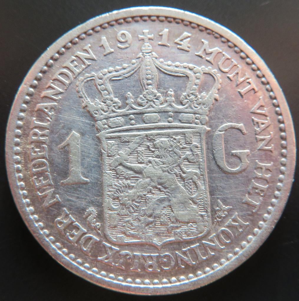 Gulden 1914, Postzegels en Munten, Munten | Nederland, 1 gulden, Verzenden, Zilver, Koningin Wilhelmina