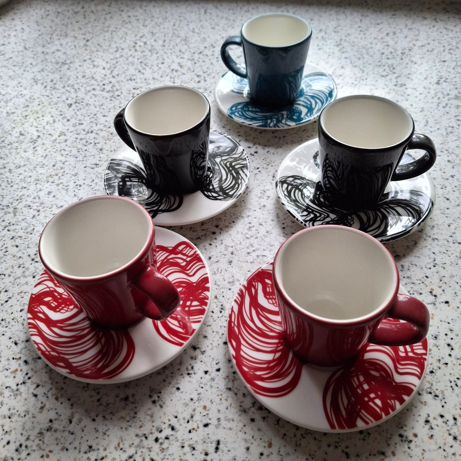 Iittala Teema espresso koppen en schotels - 5 stuks, Huis en Inrichting, Ophalen, Keramiek, Zo goed als nieuw, Modern