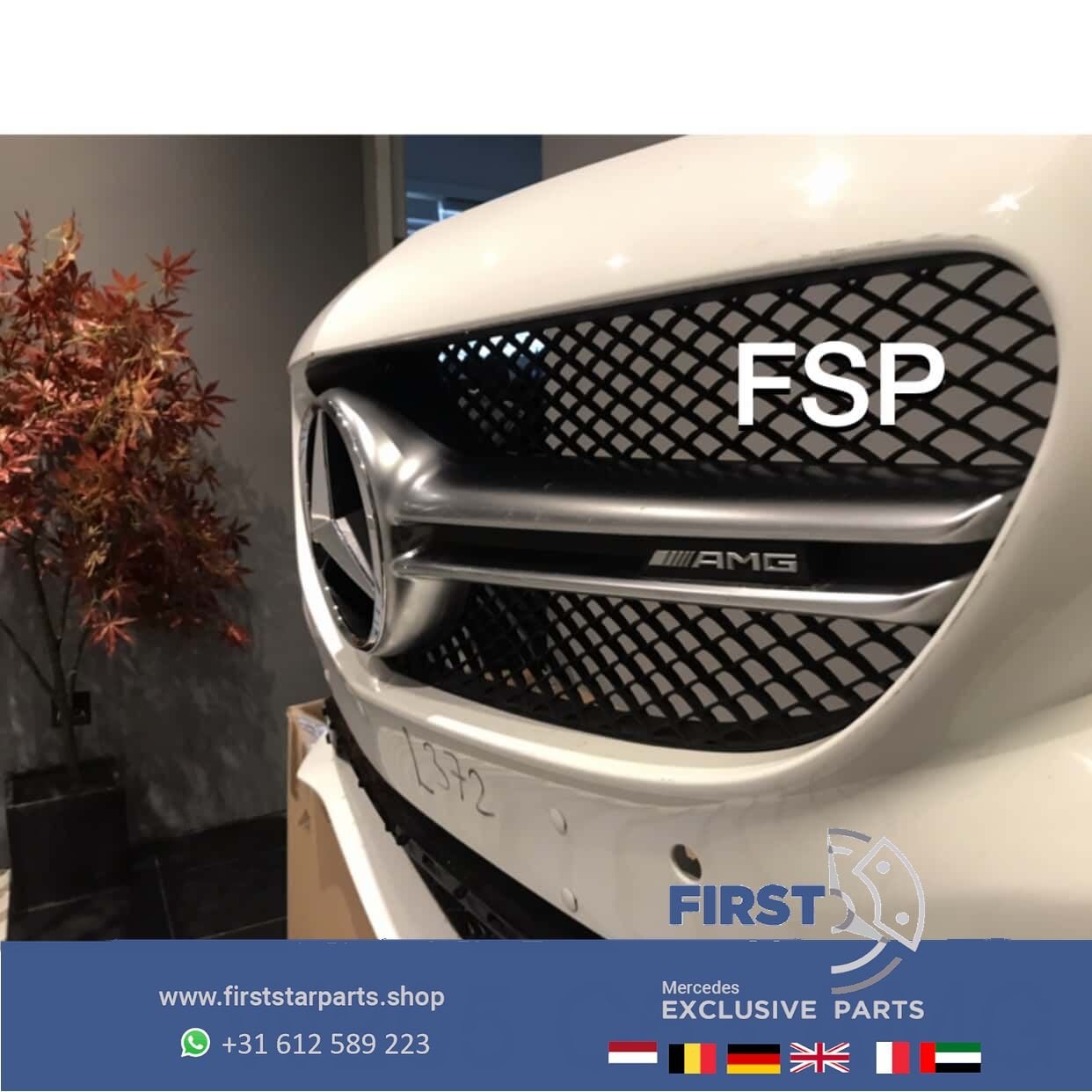 W205 C63 AMG VOORBUMPER WIT Mercedes C Klasse 2014-2018 SEAD, Gebruikt, -, Voor, Ophalen of Verzenden