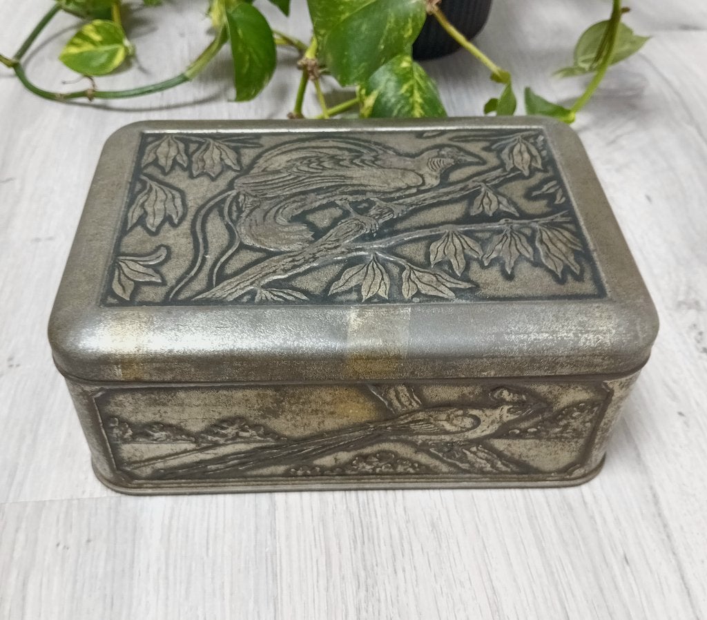 vintage blik met vogels, Verzamelen, Ophalen of Verzenden, Gebruikt, Overige