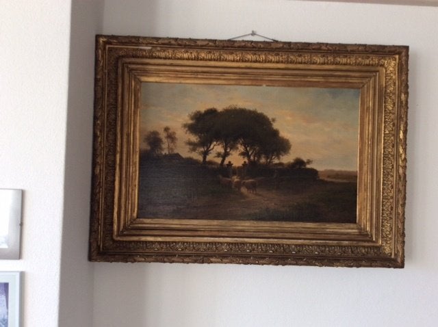 C. Westerbeek 1889  schilderij met schapen, Ophalen, Doek, Gedateerd, Landschap