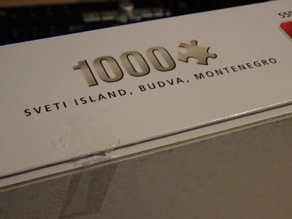 King legpuzzel Sveti island, Budva, Montenegro , 1.000 stuks, Ophalen of Verzenden, 500 t/m 1500 stukjes, Gebruikt, Legpuzzel