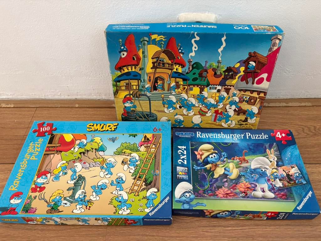Smurfen puzzels, Ophalen of Verzenden, Meer dan 50 stukjes, Zo goed als nieuw, 6 jaar of ouder
